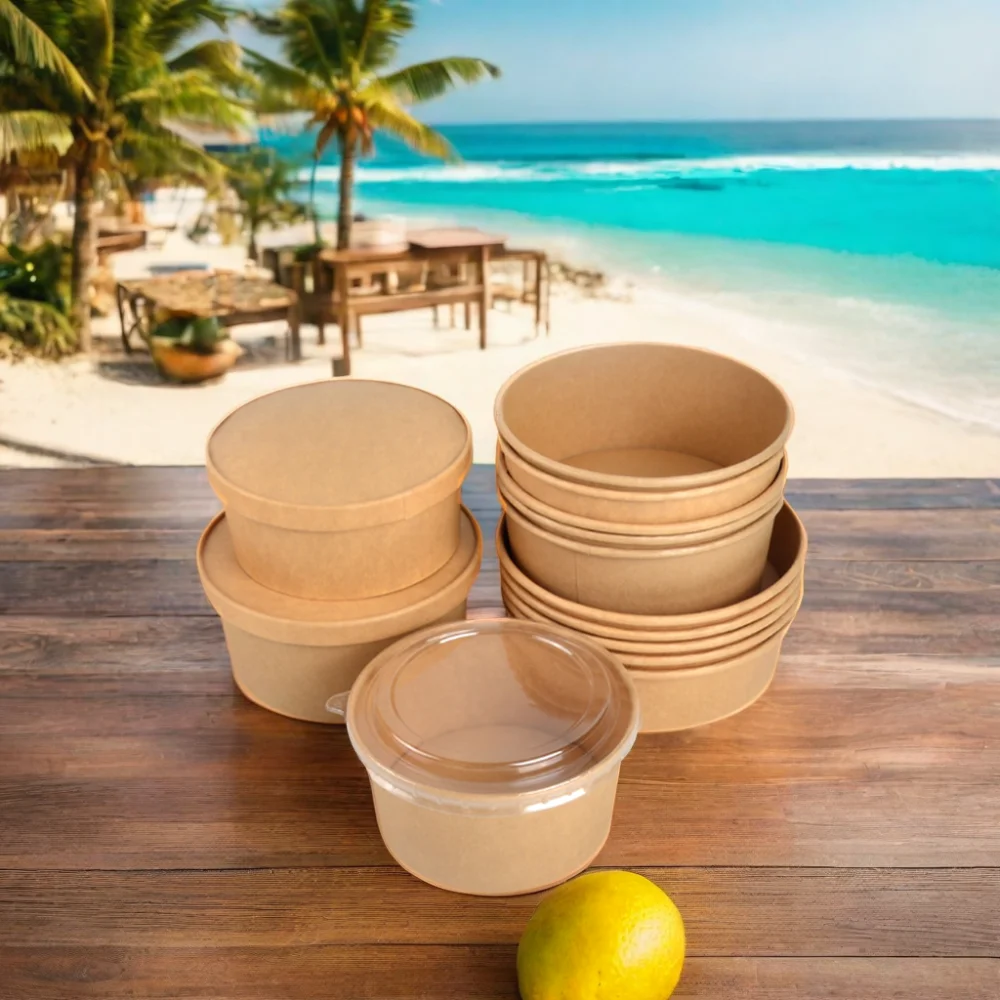 Food Grade 500 750 1000ml Take Away Bowl With Lids Packing Food Single Wall Fast Food Salad Bowls - Image 2