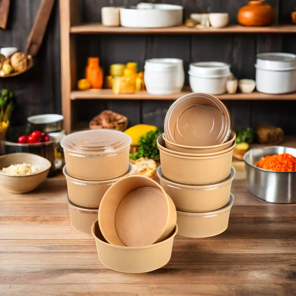 Food Grade 500 750 1000ml Take Away Bowl With Lids Packing Food Single Wall Fast Food Salad Bowls - Image 5