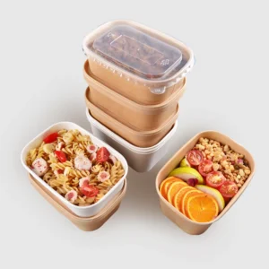 Carry Out Box Kraft Paper Eco Friendly to Go Containers for Food Snack Kraft Paper Rectangle Square Paper Bowl