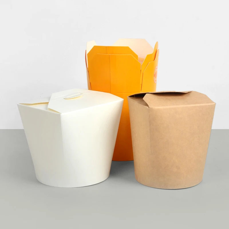 16oz 26oz 32oz 64oz White Customized Togo Kraft Take Away Chinese Packaging Noodle Takeout Box With Handle