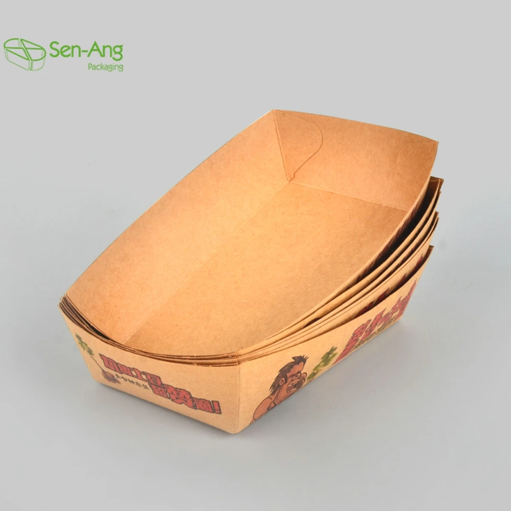 Wholesale Ship Type Sushi Container Snack 6Oz Boat Shape Tray for Restaurant Kraft Paper Hot Dog Box