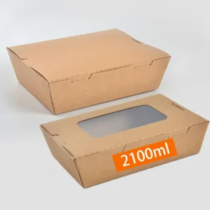 Custom Eco Friendly 2100ml Kraft Takeaway Food Boxes Food Packaging Multi-compartment Kraft Paper Lunch Box