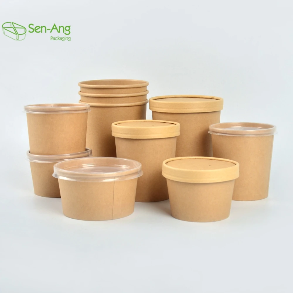 Hot Selling Disposable Soup Paper Custom Kraft Biodegradable Cup 20Oz Takeaway Food Packaging Bucket Paper Bowl - Image 3