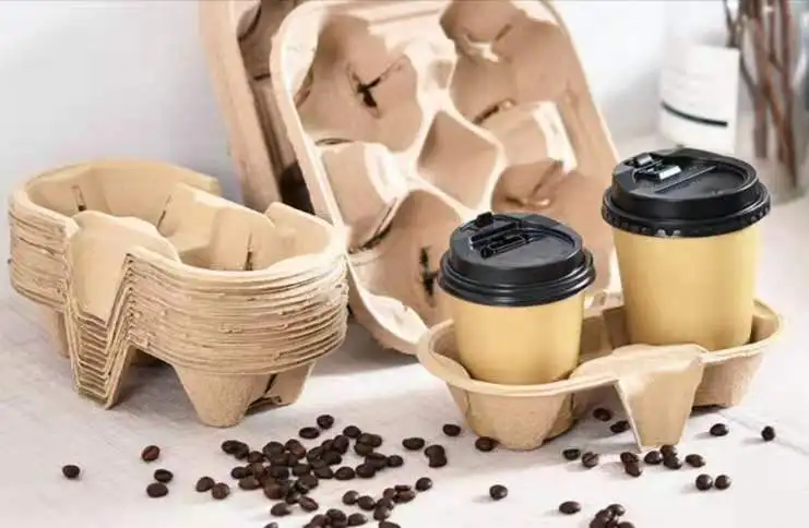 Custom Paper Pulp 2 4 Compartment Coffee Paper Cup Carrier Tray - Image 5