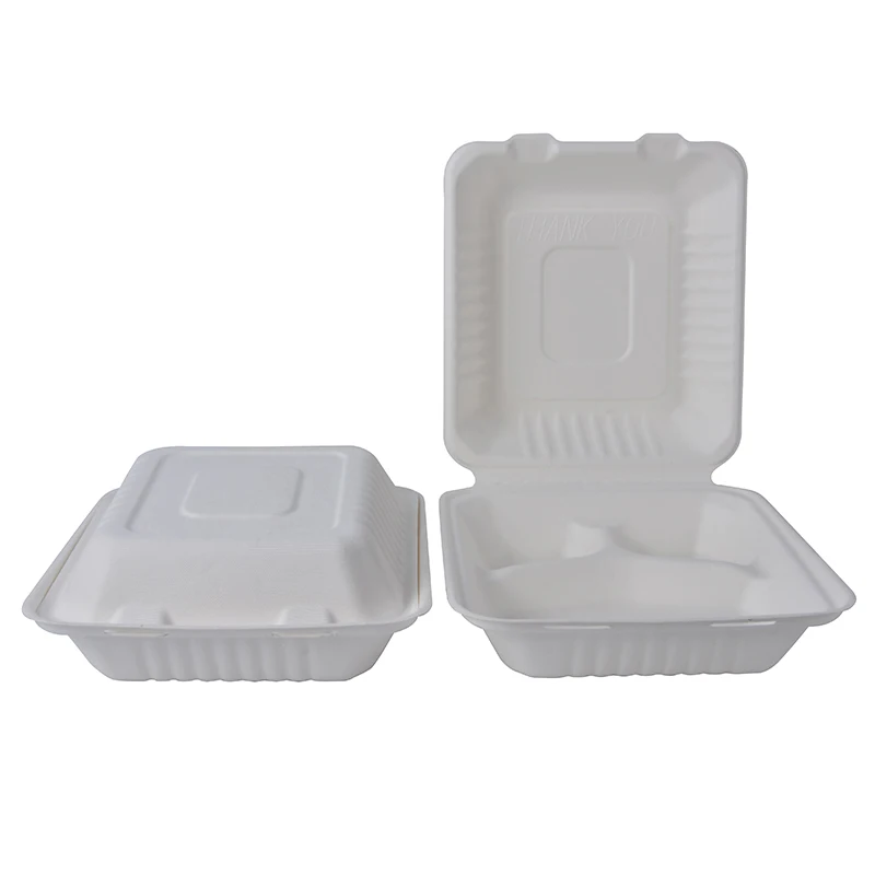 Biodegradable Hamburger Clamshell Sugarcane Box - Image 4