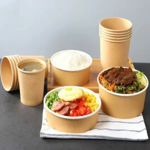 Disposable Round Kraft Paper Salad Bowl with PP & Paper Lid Eco Friendly Camping Food Packaging Customizable