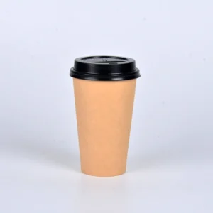 4oz 8oz 12oz Disposable Double Wall Gold Foil Stamping Logo All Black Hot Paper Custom Coffee Cups With Lid