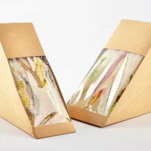 Custom Printing Disposable Kraft Triangle Vacuum Paper Sandwich Packaging Box