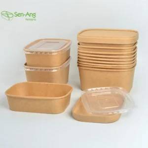 Best Selling Mixing Container Cover 1000Ml Salad With Lid Disposable Take Away Kraft Paper Bowl