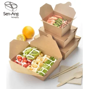 Hot Selling Custom Print Kraft Paper Takeaway Lunch Box With Clear Lid