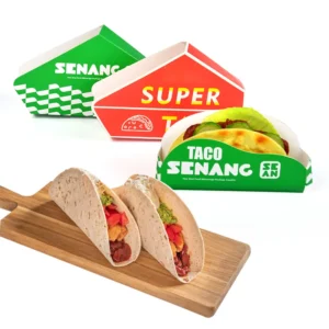Custom Mexico Taco Box Logo Paper Food Trays to Go Biodegradable Take Away Disposable Paper Tacos Takeaway Food Boxes