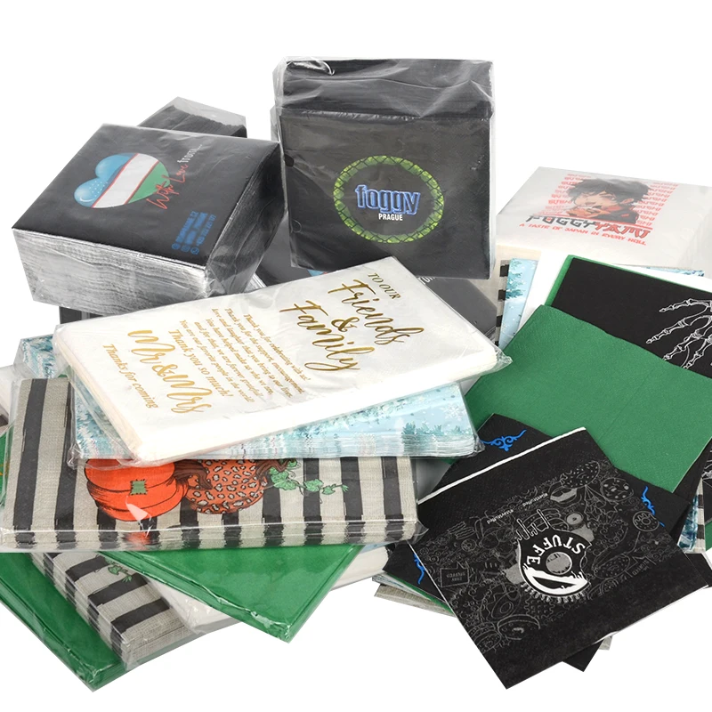 Disposable Restaurant Custom Logo Wedding Party Tissue Paper Napkins Gold Foil Paper Dinner Paper Napkins