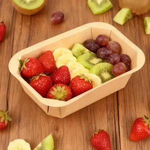 Custom Paper Fruit Box for Farms Fresh Blueberries Cherries Storage Display Paper Produce Tray with Plastic Wrap Seal