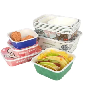 Unique Design Disposable Paper Packaging Food Container Takeaway Box Salad Bowl Rectangle Paper Bowl