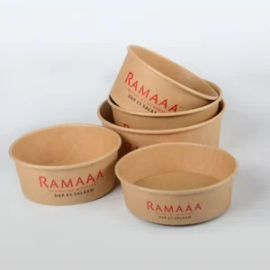 Factory Salad Bowl Eco-friendly Round Kraft Takeaway Food Packaging Containers With Lid Paper Bowl Customizable Logo