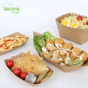 the New Listing Kraft Paper Boat Disposable Biodegradable Take Away Tray With Lid