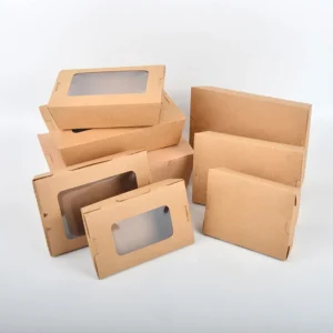 Custom Eco-friendly Disposable Kraft Food Grade Takeaway Paper Donut Packaging Box with Clear Window Matt Lamination