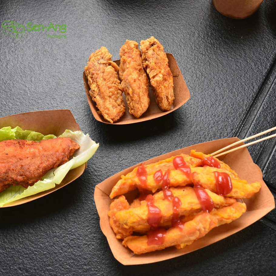Boat French Fry Dog Shape Disposable Snack Chip Corn Box Kraft Fast Food Paper Tray