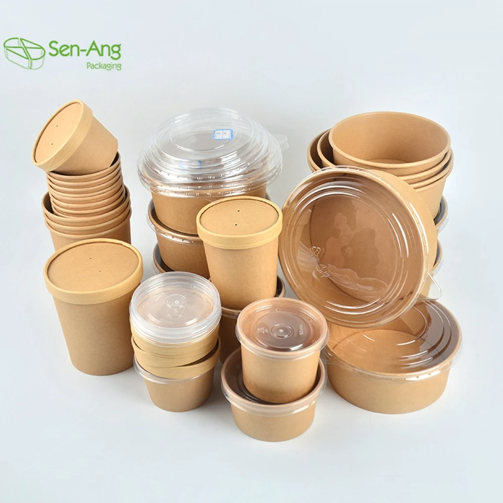 Hot Selling Disposable Soup Paper Custom Kraft Biodegradable Cup 20Oz Takeaway Food Packaging Bucket Paper Bowl - Image 4