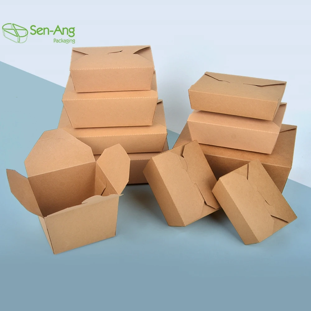 Wholesale Take Away Fast Food Packaging Rectangular Container 750Ml Kraft Paper Pastry Box - Image 3