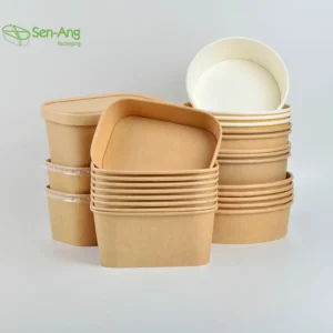 Factory Plastic Takeaway Square Bottom Pp With Lid Custom Kraft Paper Salad Bowl