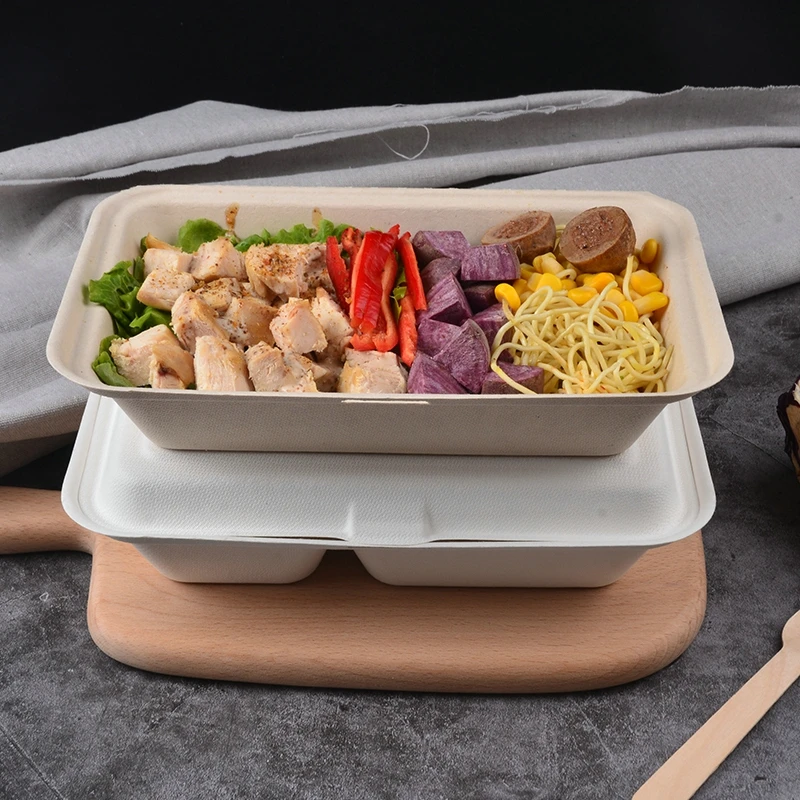 Disposable 6x6 Inch Paper Pulp Bagasse Biodegradable Hamburger Clamshell Sugarcane Box - Image 6
