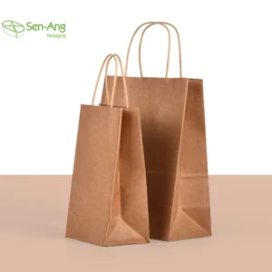 Cheap White Kraft Handle Custom Eco Friendly 12Cm Wholesale Paper Bag With Own Logo