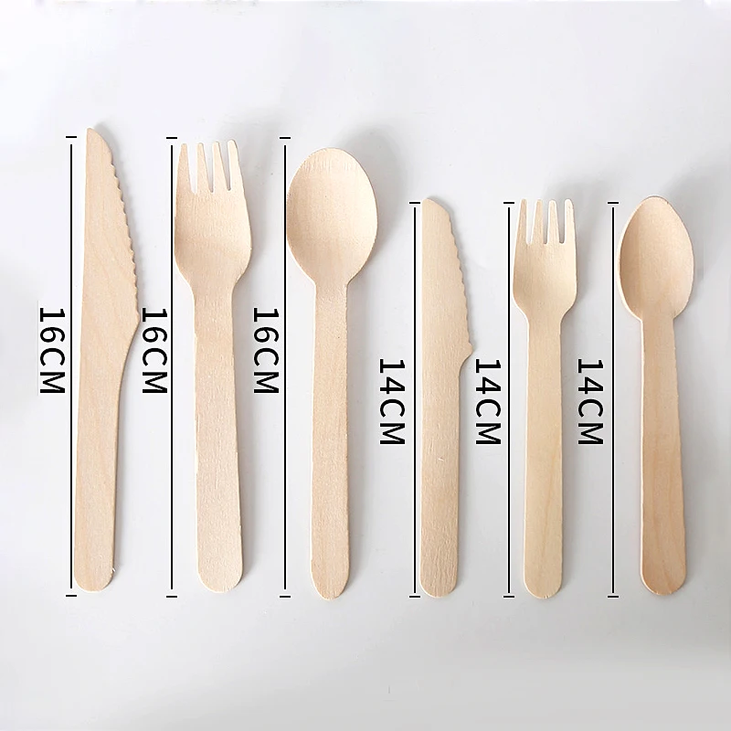 Disposable Party Use Wooden Knife Fork Spoon Cutlery - Image 6