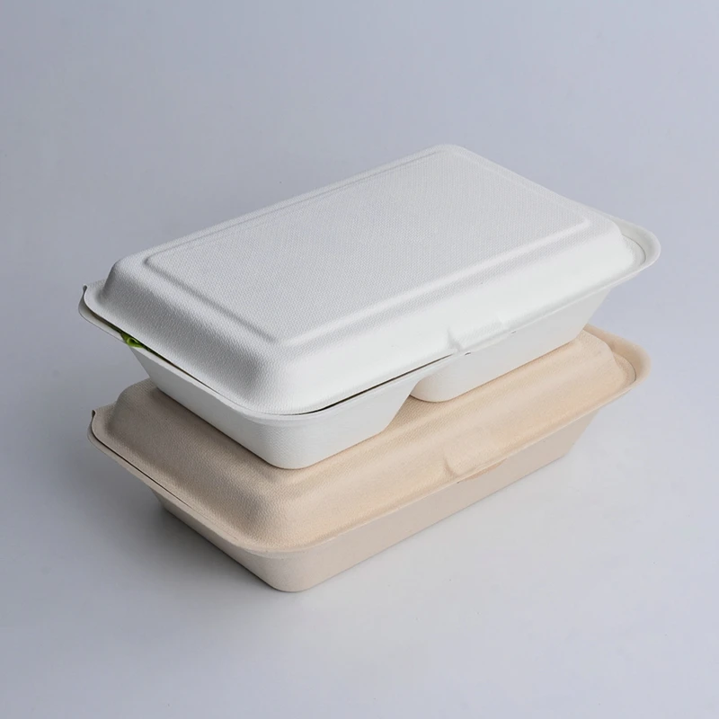 Disposable 6x6 Inch Paper Pulp Bagasse Biodegradable Hamburger Clamshell Sugarcane Box - Image 3