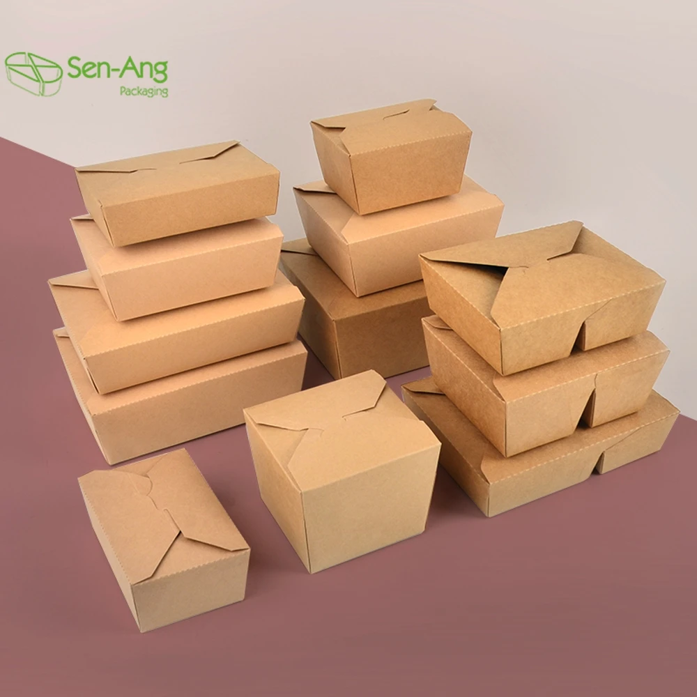 Wholesale Take Away Fast Food Packaging Rectangular Container 750Ml Kraft Paper Pastry Box - Image 6