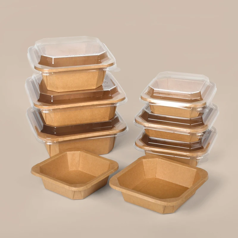 Disposable Fast Food Packaging Box 500ml Square Paper Salad Container Takeaway Octagonal Kraft White Paper Box Bowl - Image 4