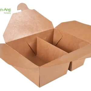 New Product 2 Takeway Container Custom Bento Kraft Tray With Lid Disposable Compartment Paper Lunch Box