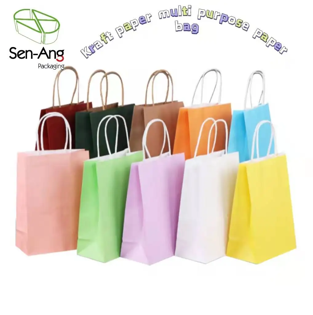 Custom Your Own Logo Size Color Cheap Food Take Away Bown Kraft Paper Bag with Handle - Image 6