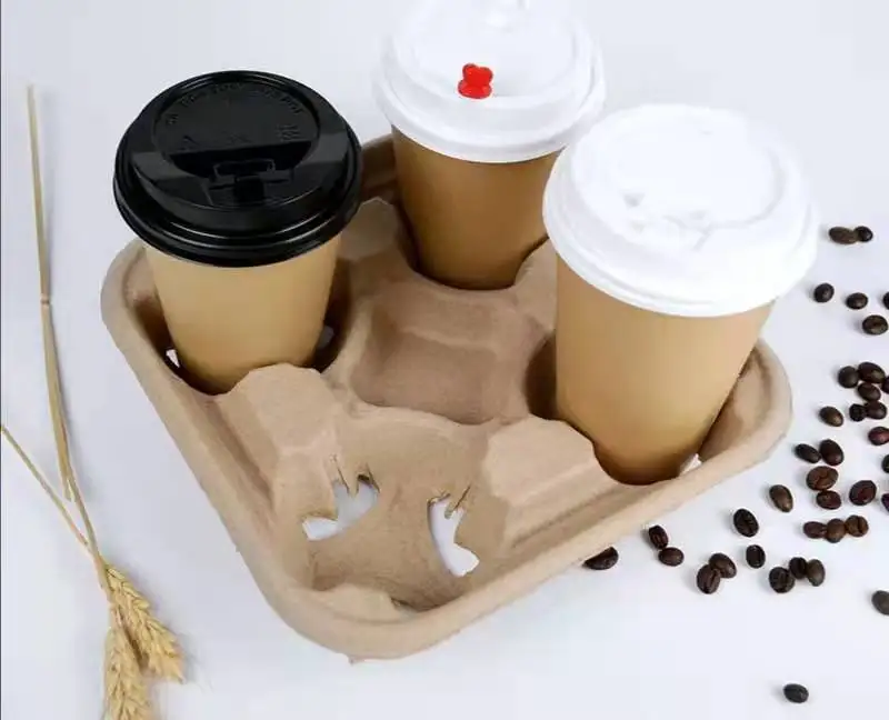 Cardboard Papercup Carrier to Go Tea Kraft Packing Disposable Coffee Paper Cup Holder - Image 3