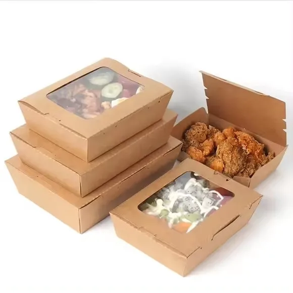 OEM Custom Eco-Friendly 900ml Kraft Paper Multi-Compartment Disposable Food Boxes for Sushi and Snacks with Custom Size & Color - Image 2