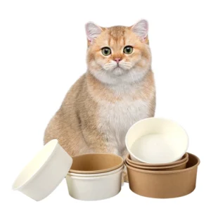 Manufacture Disposable Portable Food Grade Cat Dog Paper Bowl Food Water Feeding Take Away Round Bowl