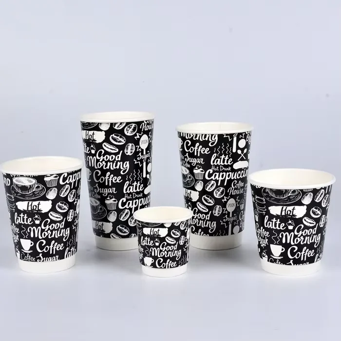 Wholesale Layer Coffee Hot Drink 8 12Oz Customized Disposable Square Double Wall Kraft Paper Cup