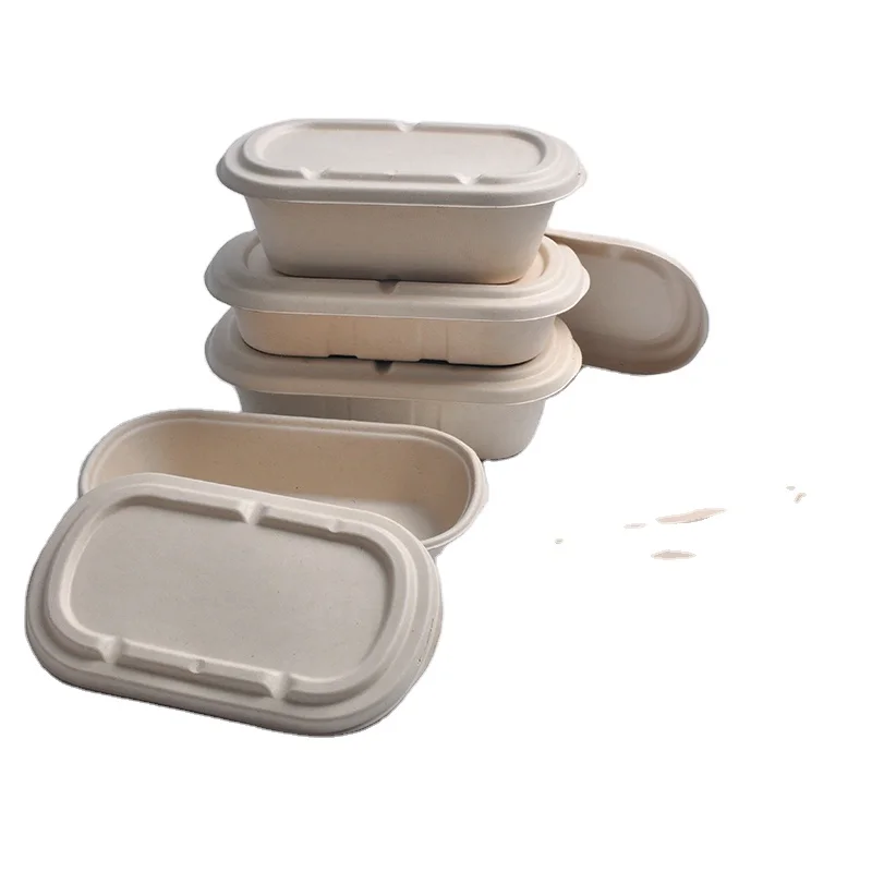 1000ml Disposable Biodegradable Lunch Sugarcane Pulp Bagasse Sugarcane Box 1000ml Food Container