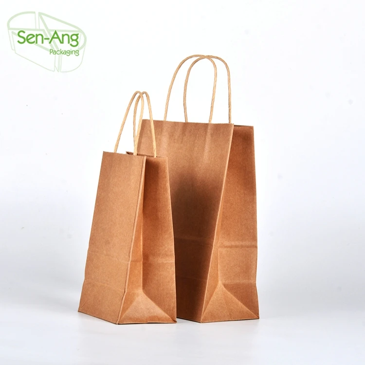 Wood Window Customized Printing Christmas Party Gift Kraft China Supplier Eco Brown Paper Bag With Handle