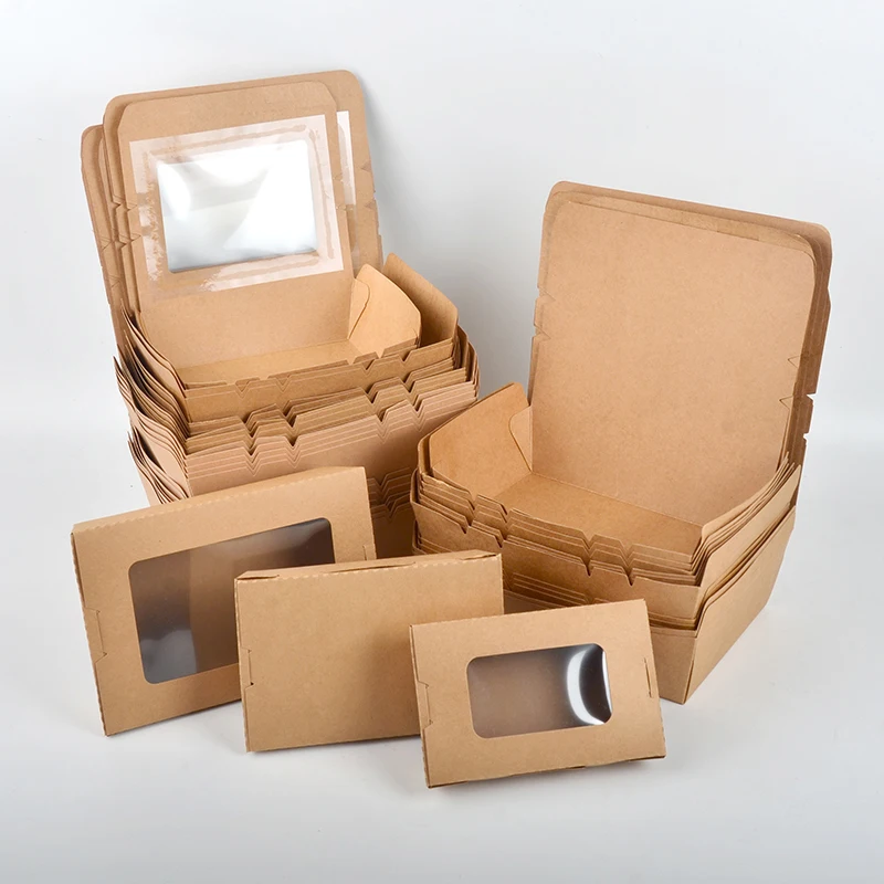 Wholesale Kraft Paper Food Box Salad Fruit Takeaway Box Lunch Packaging Box With PET PP Window - Image 5