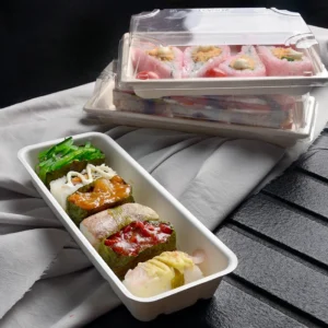 Disposable Paper Pulp Sugarcane Biodegradable Bagasse Sushi Take Away Takeout Box
