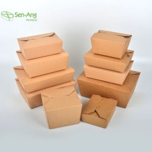 Multi Compartment Bneto Lunch Kraft Takeaway Take Out Fast Packaging 700Ml Custom Paper Food Box