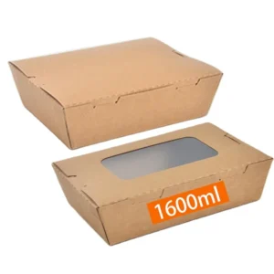 Custom Eco Friendly 1600ml Kraft Takeaway Food Boxes Food Packaging Multi-compartment Kraft Paper Lunch Box