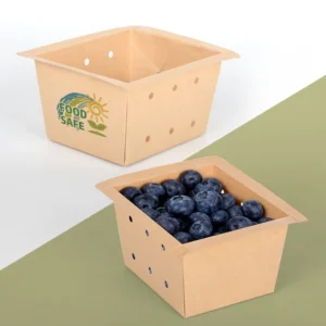 Recyclable Custom Kraft Paper Box with Vent Holes Durable Produce Farm Market Packaging Paper Fruit Tray with Lid