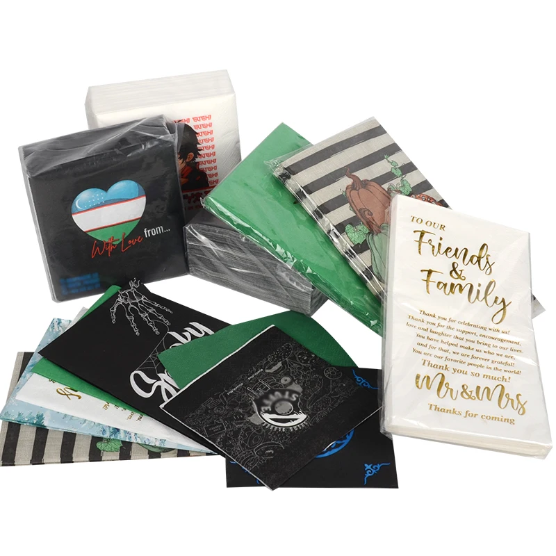 Customizable 1-Ply Airlaid Paper Napkin Disposable and Printed Foldable Serviettes for Cutlery Holding - Image 3