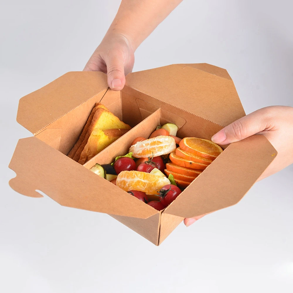 WMNPZ04 Custom Kraft Paper Folders Eco-Friendly 2-Compartment Food Container for Baby Food Chewing Gum & More - Image 6