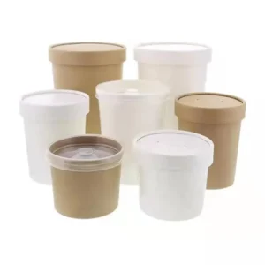 Disposable Kraft Paper Bucket Custom Takeaway Food Packing Paper Cup Bucket with Lid