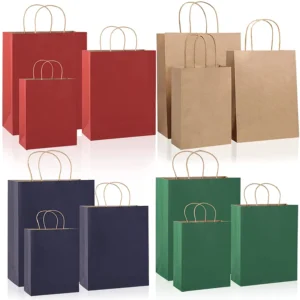 Factory Wholesale Sandwich Green Food Grade Rope Handle Red Recycled Carrier Shopping Kraft Paper Bag Brown Bags