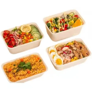 Biodegradable Eco-friendly Sugarcane Lunch Box with UV Coating for Sushi Potato Chips Baby Food & Canned Food