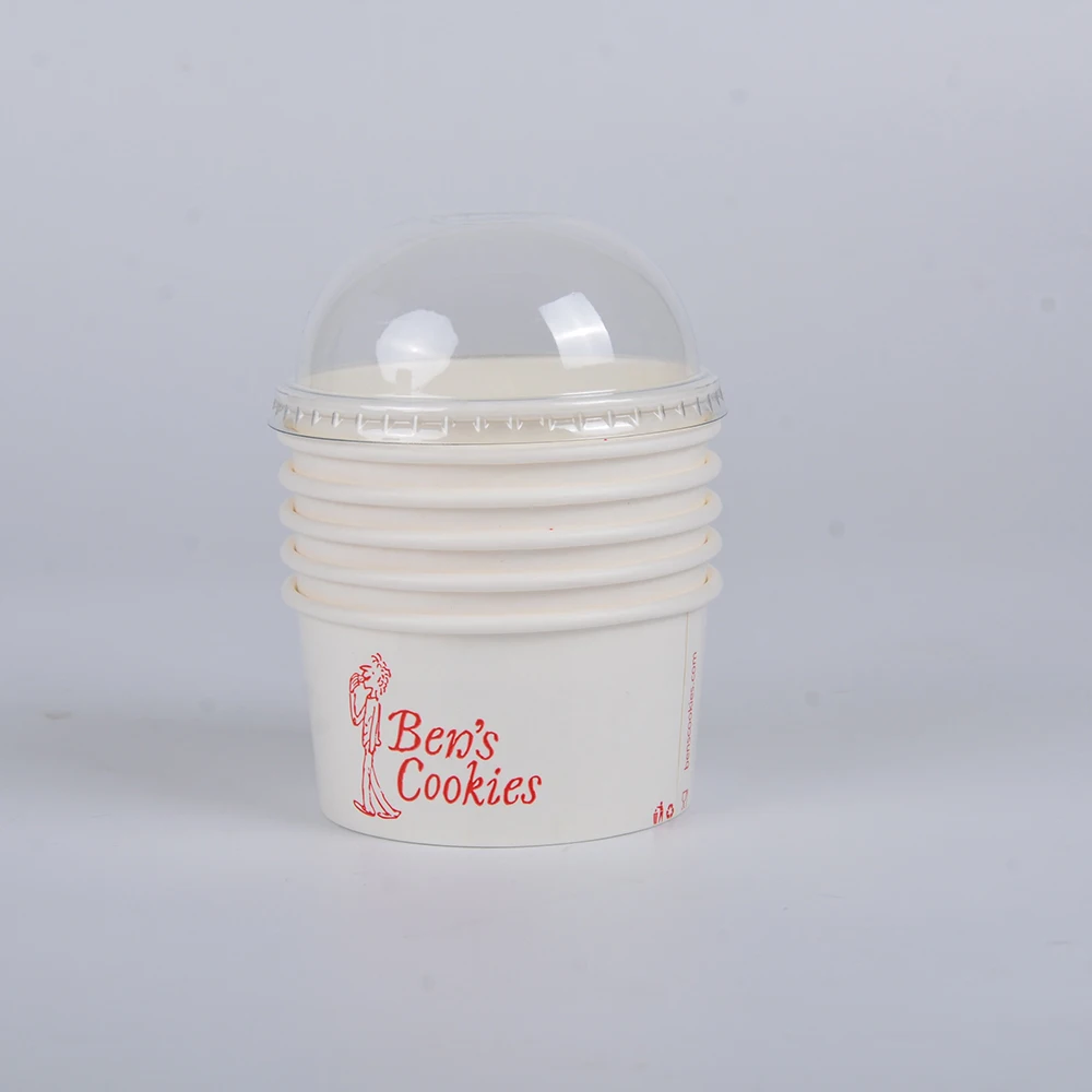 120ml-220ml Disposable Waterproof Biodegradable Single Wall Icecream Paper Tub with Lid and Spoon - Image 4